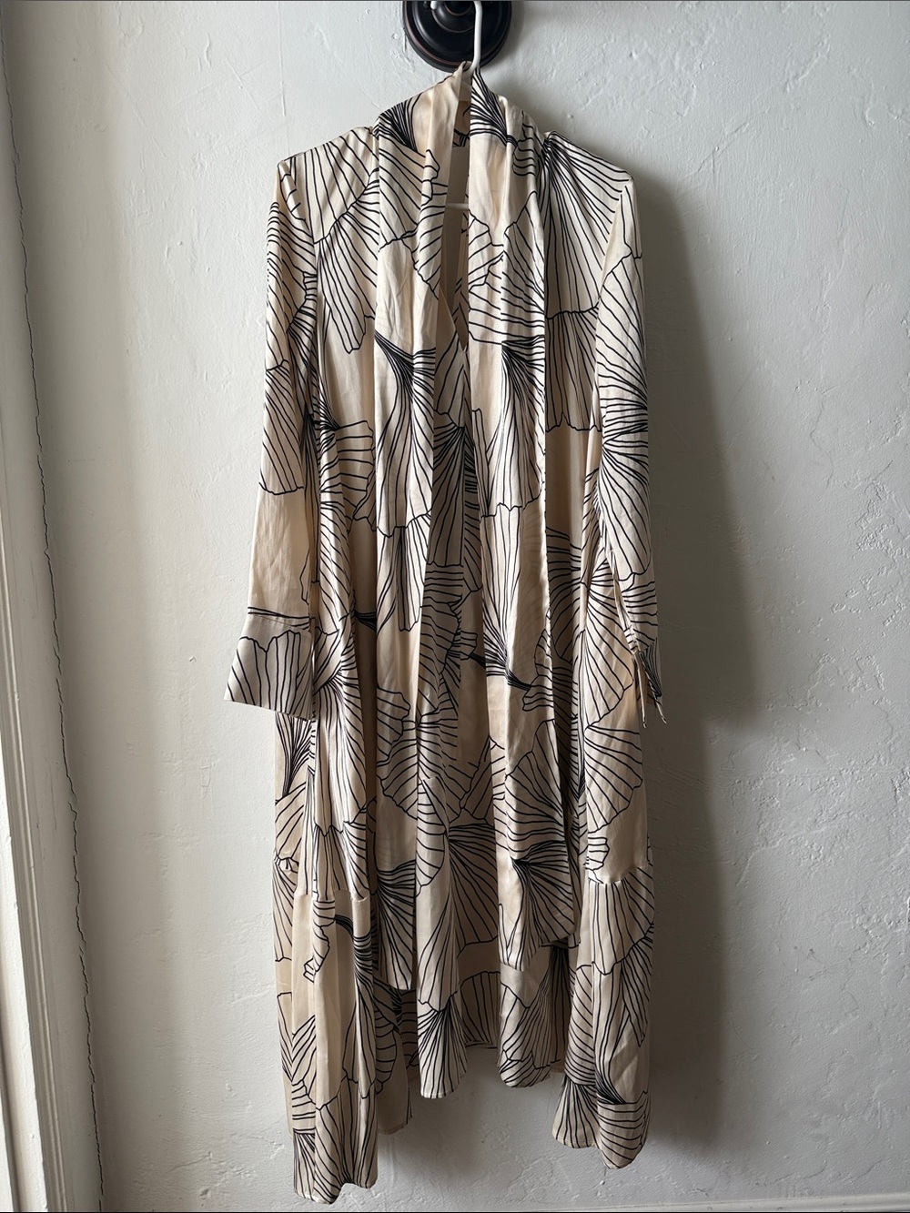 COS Beige and Black Printed Midi Dress